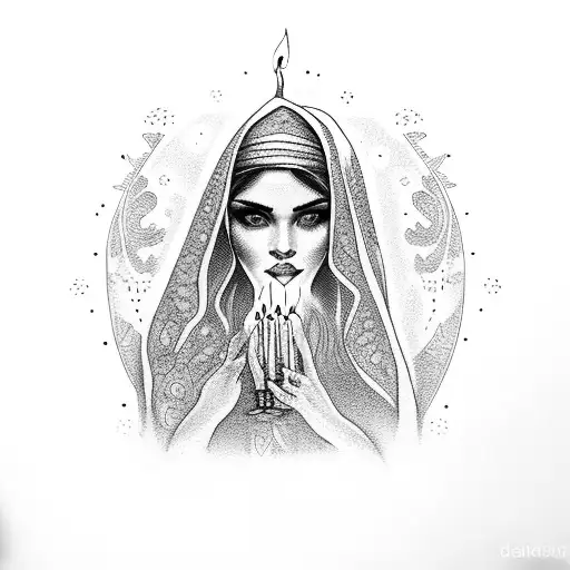 Beautiful Gipsy Woman With Candle In Hand