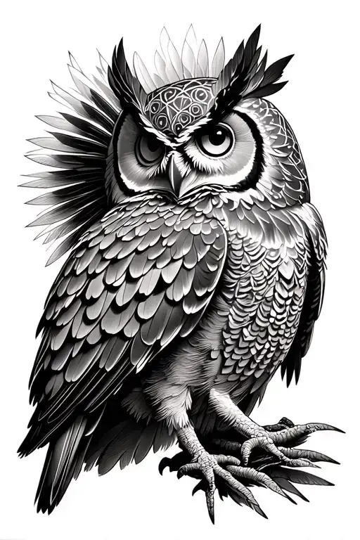 Sacred Geometry Spirit Totem Owl Spread Wings