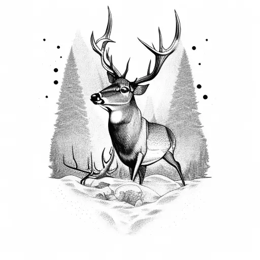 Deer And Gun And Fishing Rod With Fish