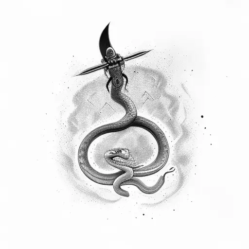 Snake With Dagger Through The Middle