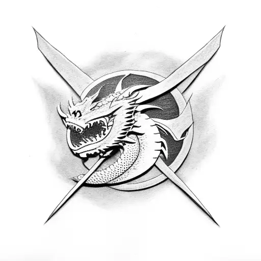 Dragon With American Flag And Motorcycle