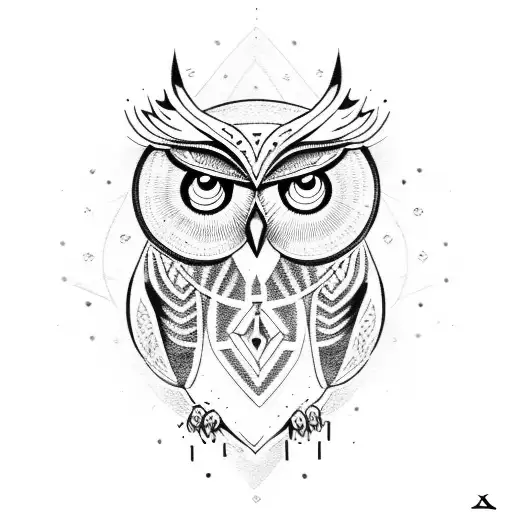 Owl Between Two Crossed Hammers