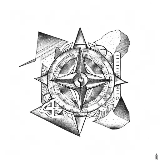 Capricorn And Mountains And Compass