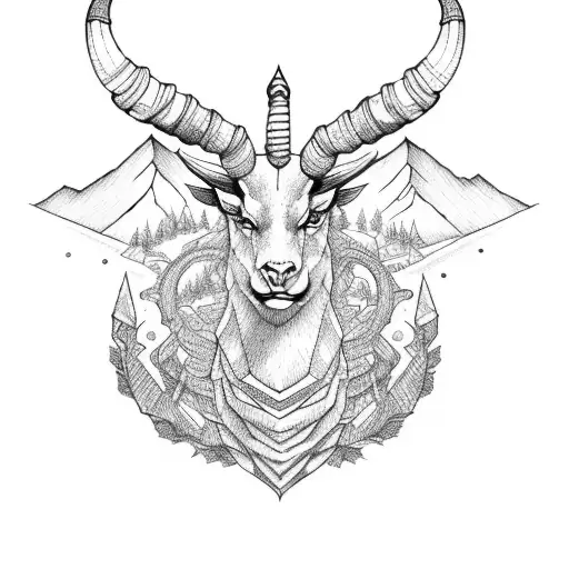 Capricorn And Mountains