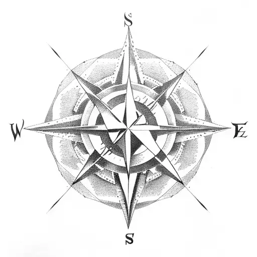 Capricorn Symbol And Compass And Mountains