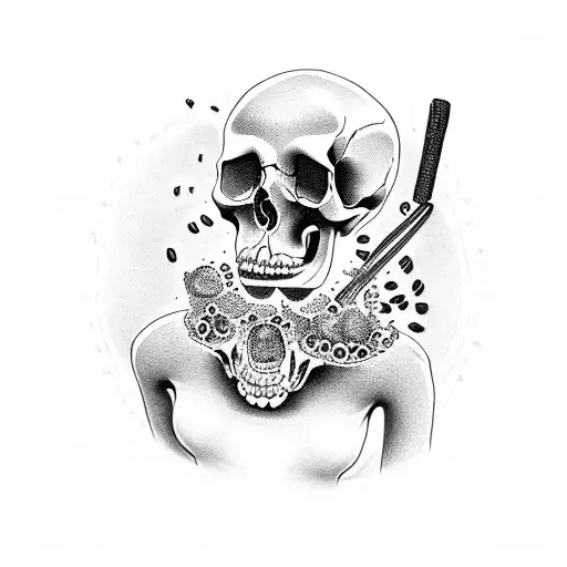 Cup Of Coffee With Male And Female Skull Inside