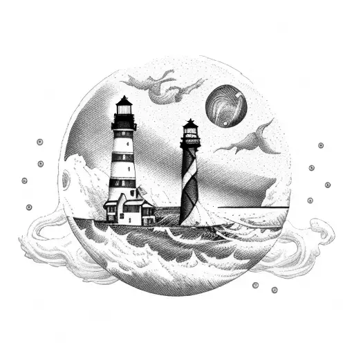 A Lighthouse Enclosed In A Glass Bottle With A Cork Made Of Cork