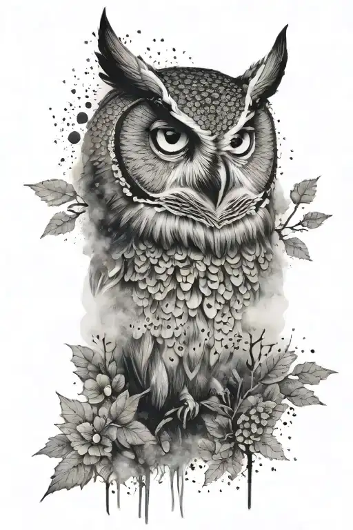 Female Face Owl Forest With Fog