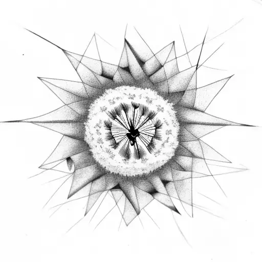 Geometric Dandelion Blowing Birds