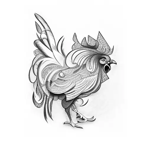 A Rooster Made Of Money Symbols