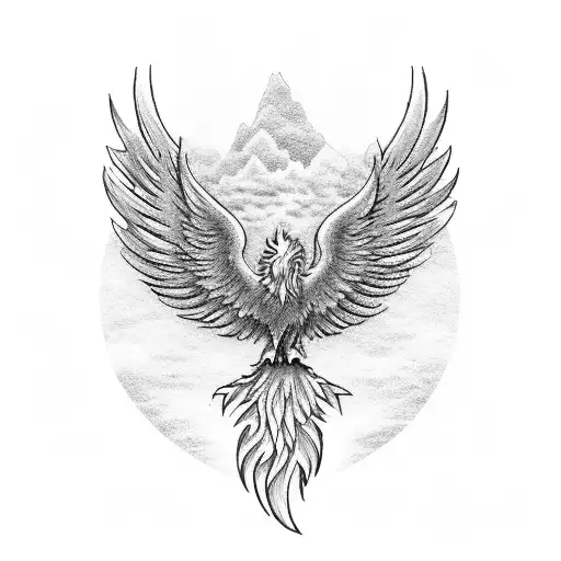 A Majestic Phoenix Rising From The Silhouette Of A City Skyline