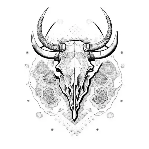 A Bull Skull Adorned With Patterns Inspired By Pamplona's Architecture
