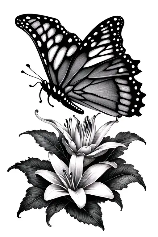 Butterfly And Lily Flower Mandala
