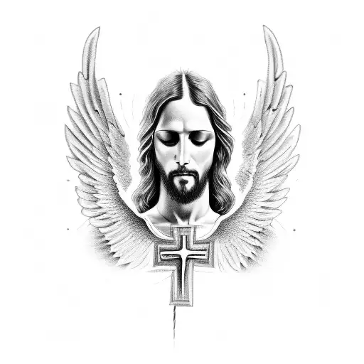 Wings With Jesus Cross