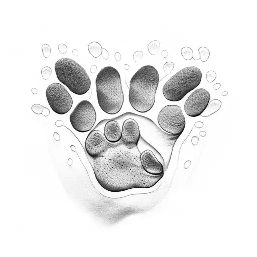 Dog Paw Print With Flowers