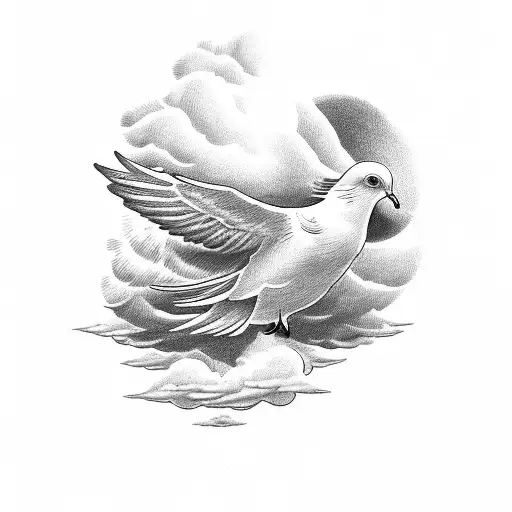 Bible Verse With Stairway To Heaven With A Dove And Clouds