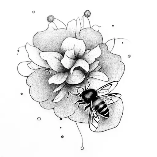 A Bee Gracefully Collecting Nectar From A Moonlit Flower In A Serene Forest