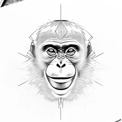Monkey Face With Lines On One Side