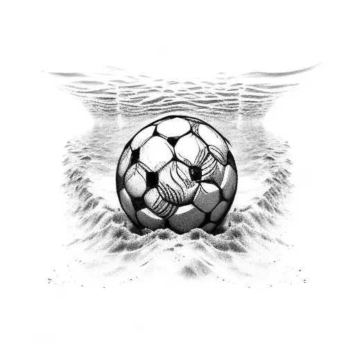 Playing Football On Beach With Waves