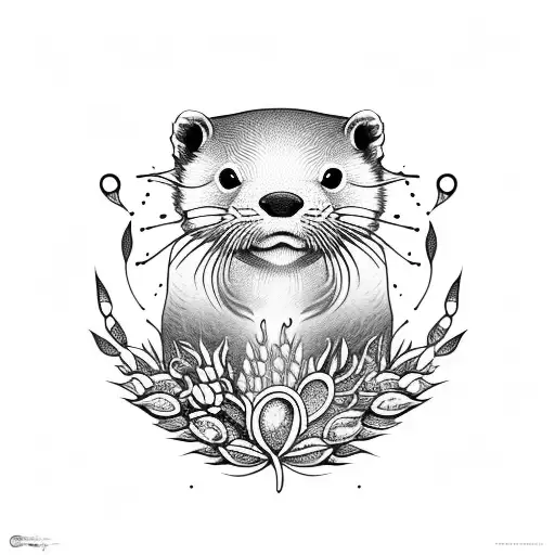 Otter With Barley Plant