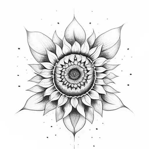 A Sunflower Blooming With Intricate Geometric Patterns