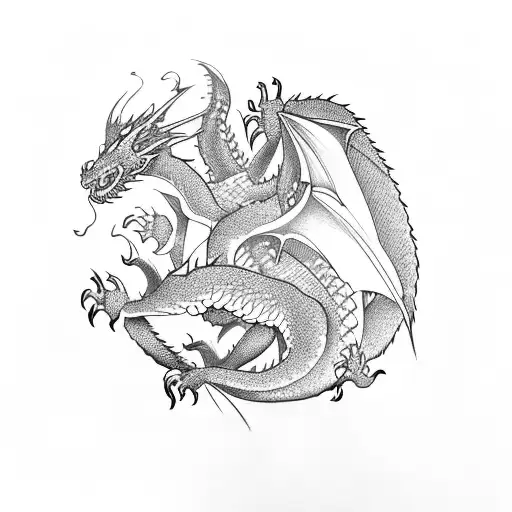 Top View Of A Dragon Flying