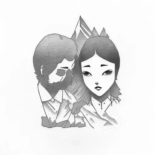 One Guy And One Girl On Front A Beautiful Landscape Sit On A Bench