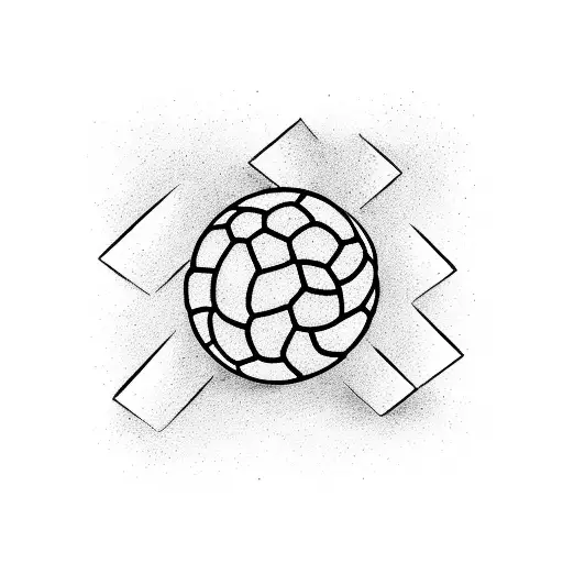 Abstract Depiction Of A Volleyball Breaking Through A Brick Wall