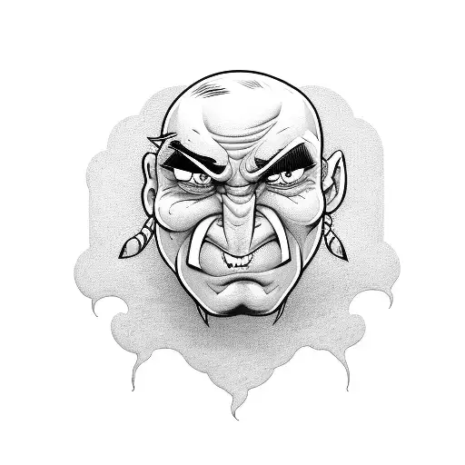Cartoon Head Who Looks Angry And Has His Fists Up
