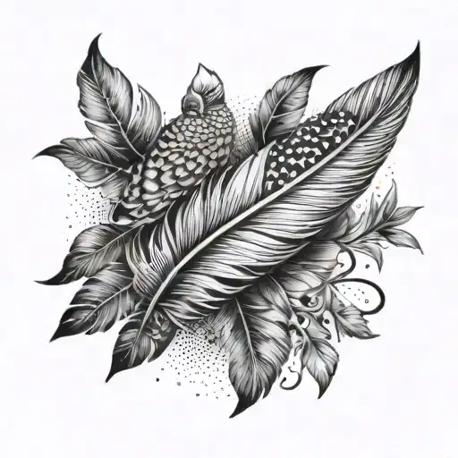 Big Feather With Small Birds