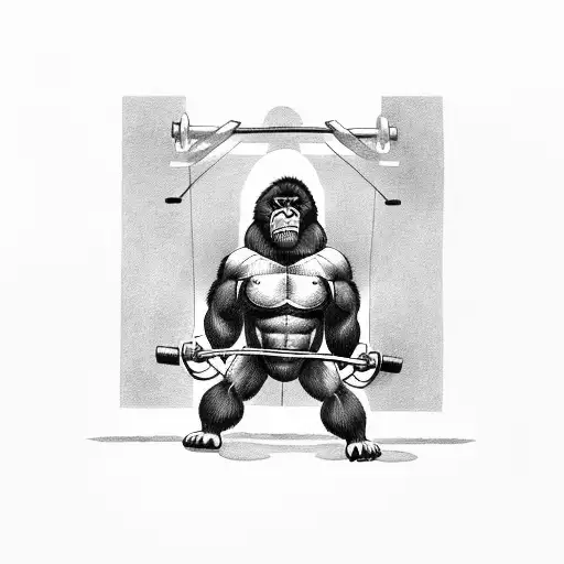 A Gorilla Lifting Weights In The Gym