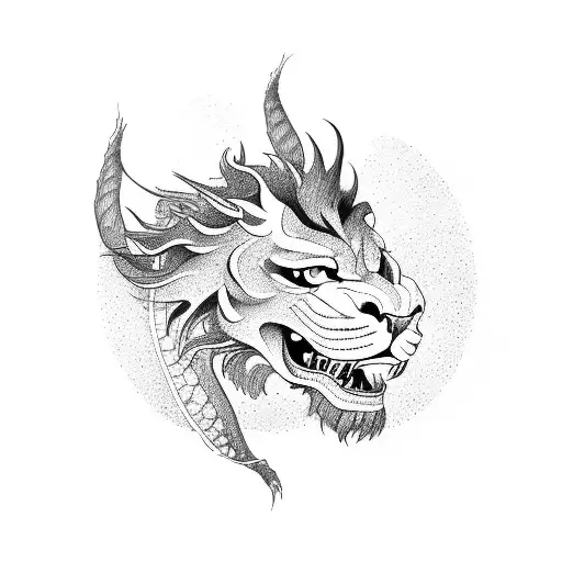 A Dragon Encircling A Lion