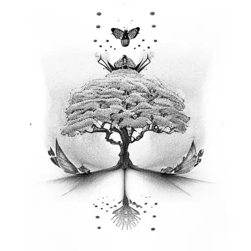 Tree Of Life With Monarch Butterfly