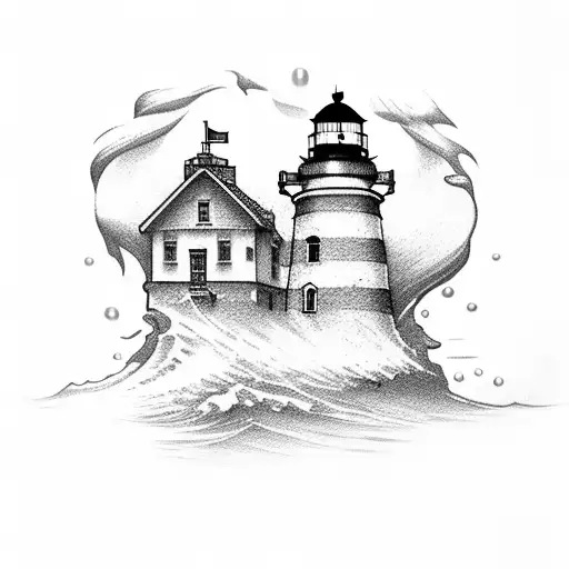 Lighthouse With A Anchor And A Pearl