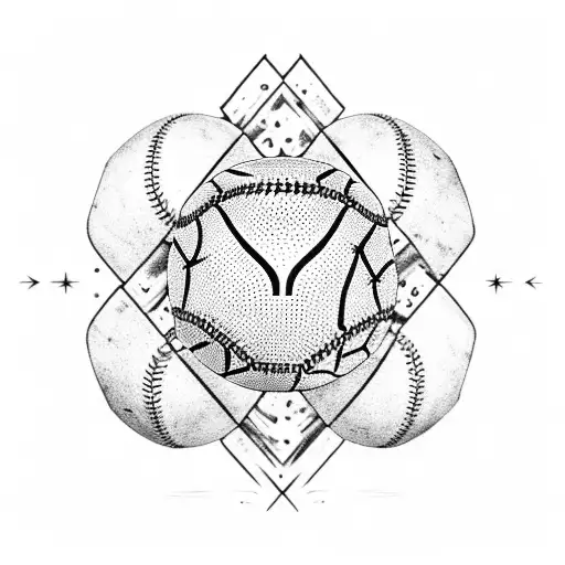 A Dotwork Tattoo Of A Baseball Bat And Ball Surrounded By Italian And American Elements