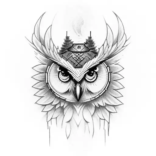 Create A Tattoo Of An Owl In A Gaming-inspired Pixel Art Style