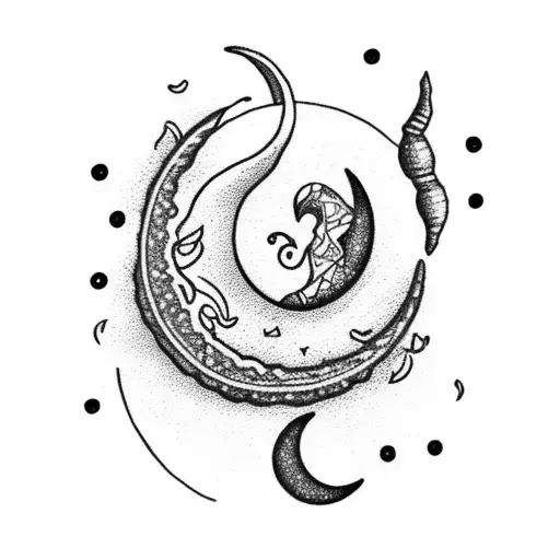 Crescent Moon With Heart