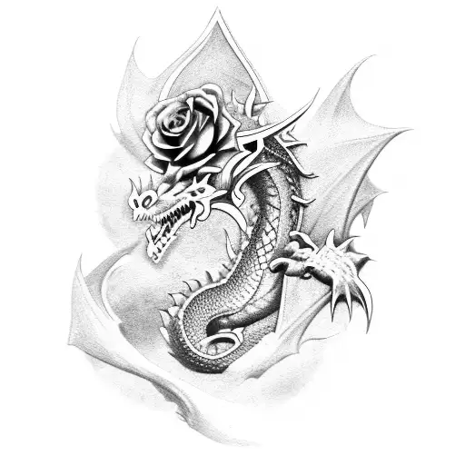 Dragon Dagger With Roses