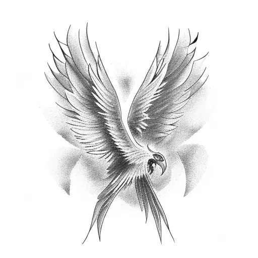 Phoenix Flying Around A Cross