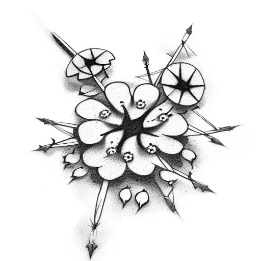 Small Flowers With Thorns Going Around Sword