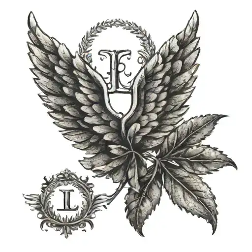 Laurel Wreath With Roman Wings With Two Letters L Inside
