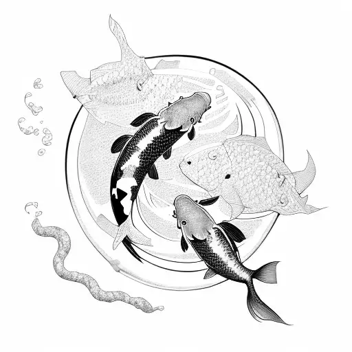 2 Koi Fish Swimming In A Hurricane