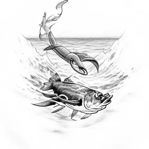 Sunset With Fish Jumping And Crab On Rock