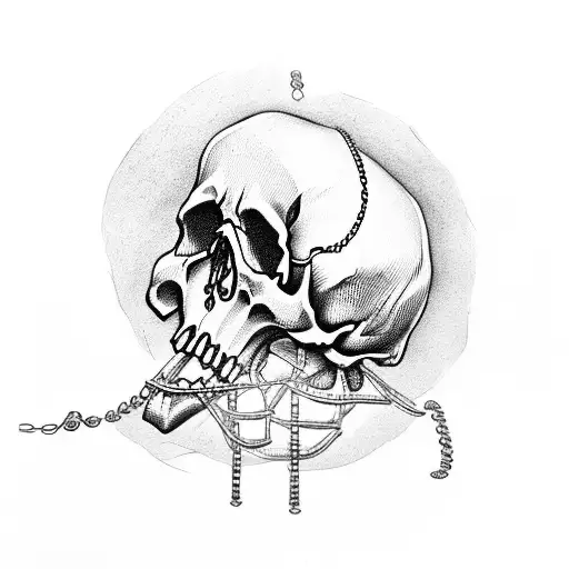 Skull With Chains In Mouth