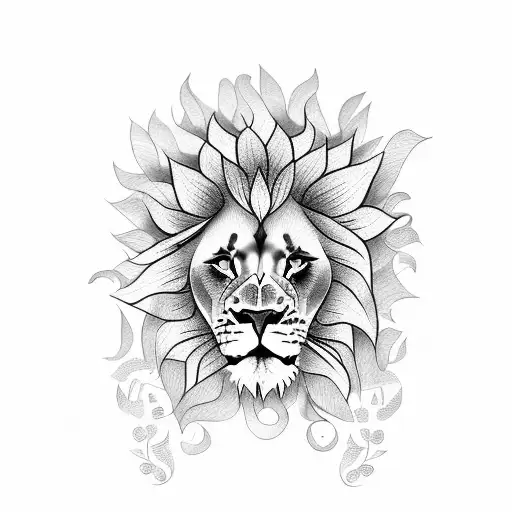 Lion With Sunflowers