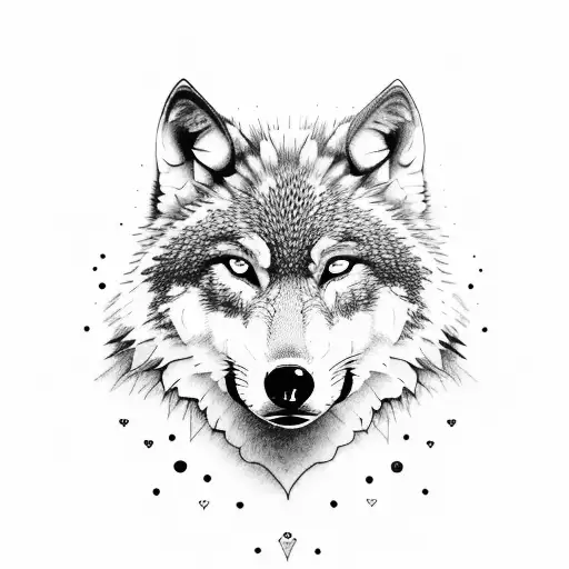 Wolf With Girly Design Blue Eyes And Flowers