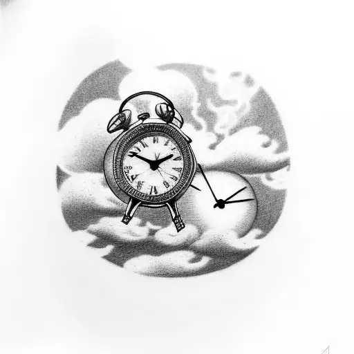 Baby Feet With Clock And Clouds In Background