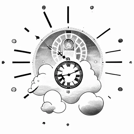 Clock And Clouds In Background