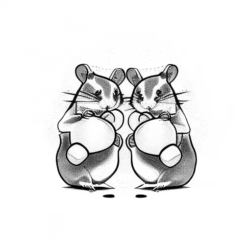 Two Hamsters Boxing In A Ring