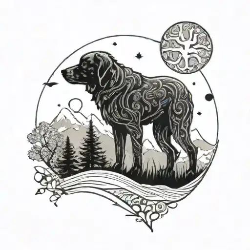 Vermont Mountains Waves Sun Moon Tree Of Life Paw Prints Dog